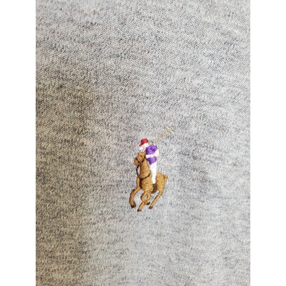 Polo Ralph Lauren Polo Shirt Mens XL Gray Pima Soft Touch Embroidered Santa Pony - Picture 3 of 8